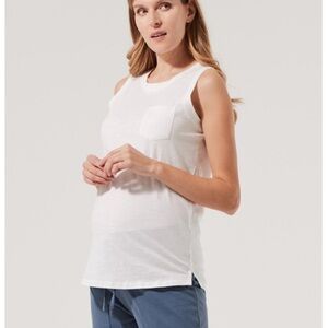 Pact Women’s Organic Cotton White Maternity Slub Pocket Tank S